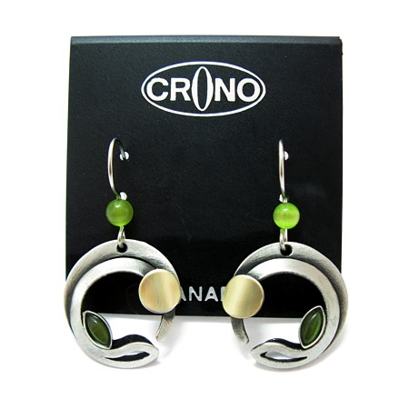 Green Catsite Arc Dangle Earrings by Crono Design - Click Image to Close